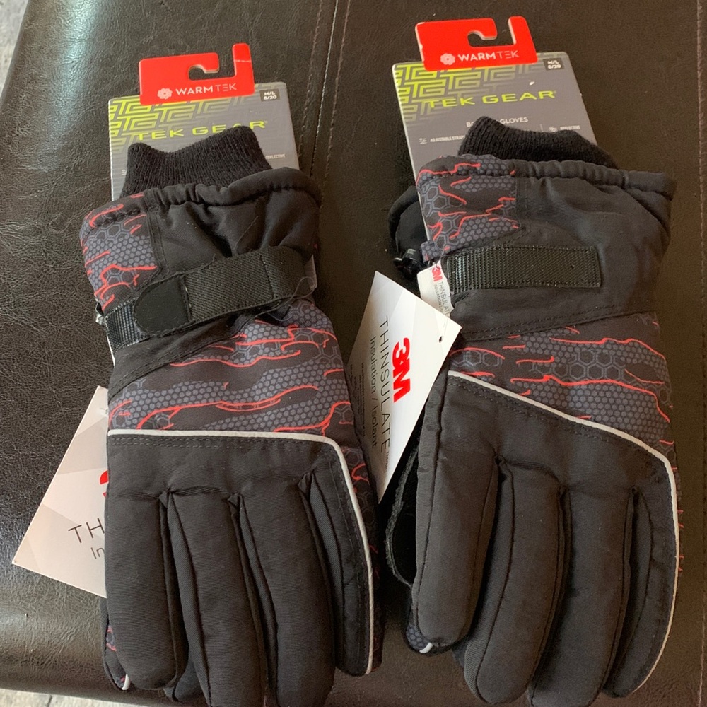 Tek Gear Boys Ski Gloves - Black and Red (Set of 2 pairs) ❄️🎿☃️